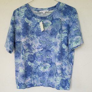 Jane and Delancey Short Sleeve Vintage Distressed Look Top SzL NWT